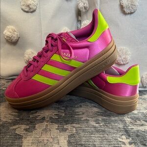 Adidas Gazelle Women's Fuchsia and Lime Sneakers